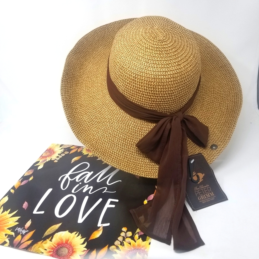 NWT. PETER GRIMM TAN AND BROWN BOHO HAT.